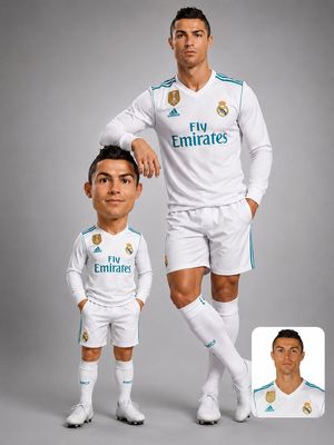 Football Character Consistency Poster — Ultra-realistic football poster featuring {argument name="player" default="Cristiano Ronaldo"} inspired character consis