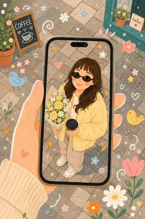 Whimsical Folk Flat Illustration AI image template preview