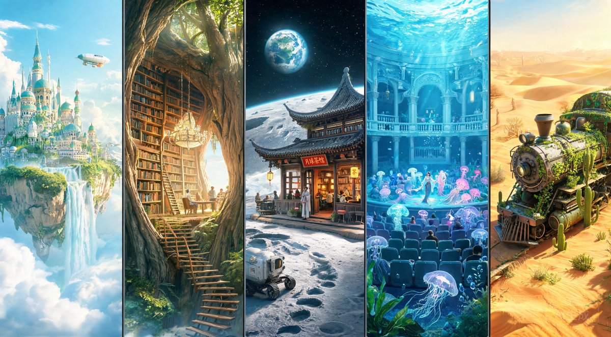 Fantasy Multi-panel World Scenes