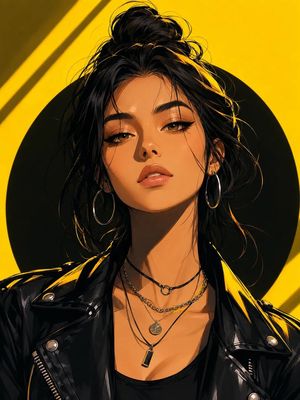 Modern Japanese Digital Art Portrait AI image template preview