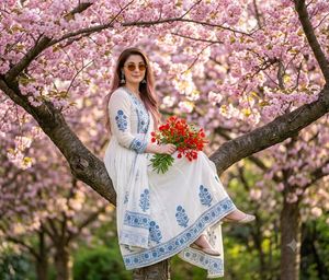Cherry Blossom Portrait AI image template preview