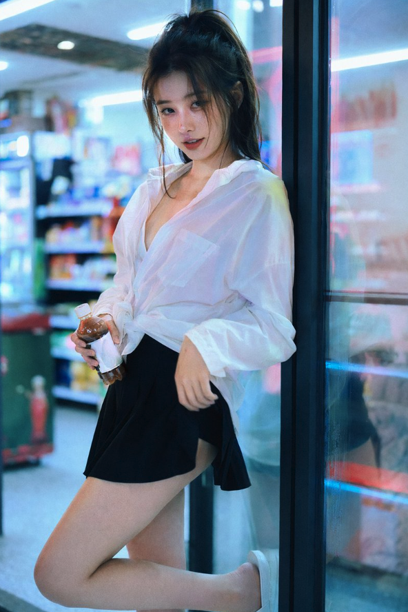 Cinematic Convenience Store Portrait