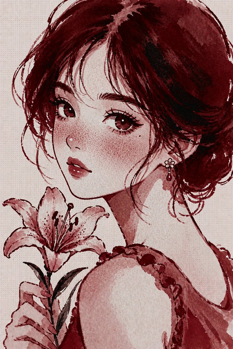 Censored Burgundy Watercolor Portrait
