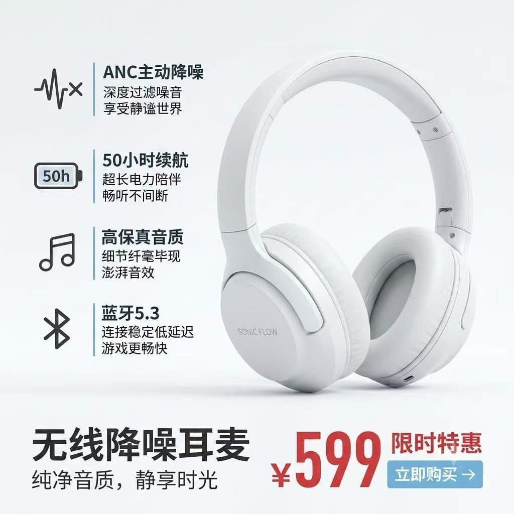 E-commerce Main Image - Minimalist Headphone E-commerce Product Photo - Image 2