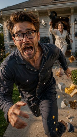 Cinematic Suburban Chase Scene AI image template preview