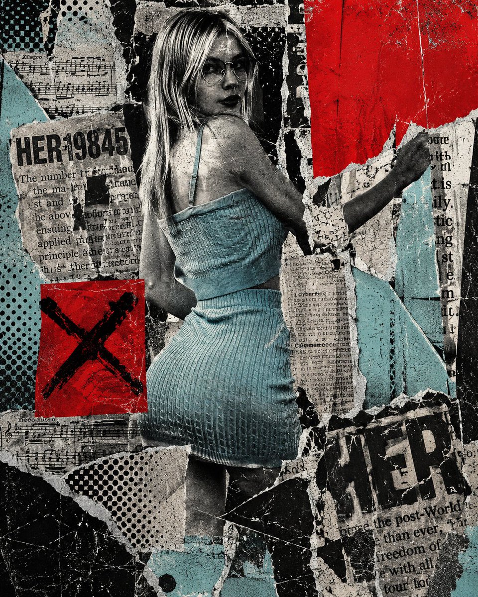 Dark Pop Art Mixed Media Collage