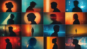 Abstract Silhouette Cinematic Light Leaks AI image template preview