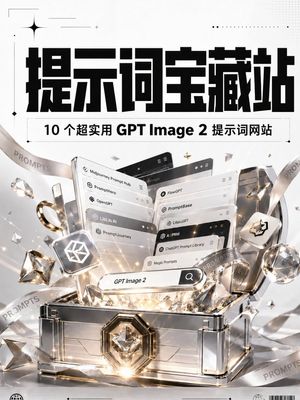 GPT Image 2 Prompt Treasure Poster — Goal: Create a luxurious vertical poster announcing a collection of useful GPT Image 2 prompt websit…