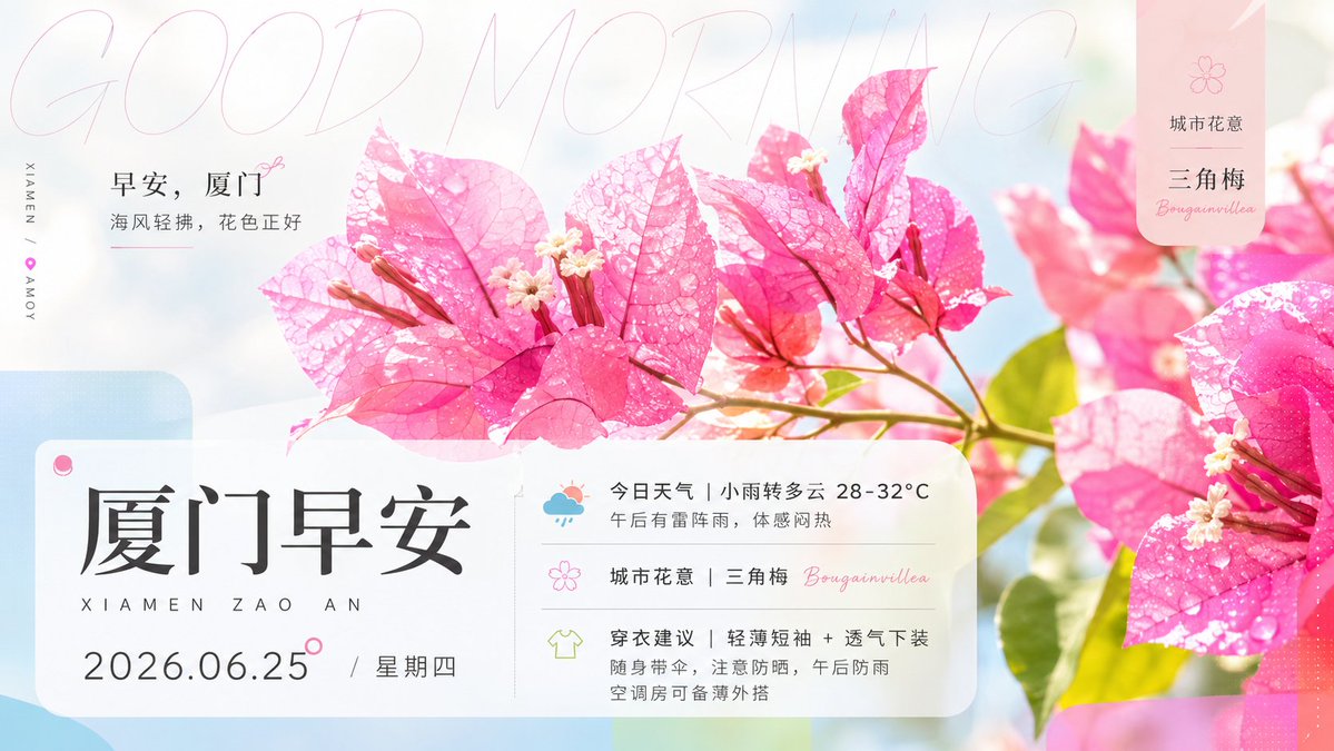 Xiamen Bougainvillea Morning Greeting Poster