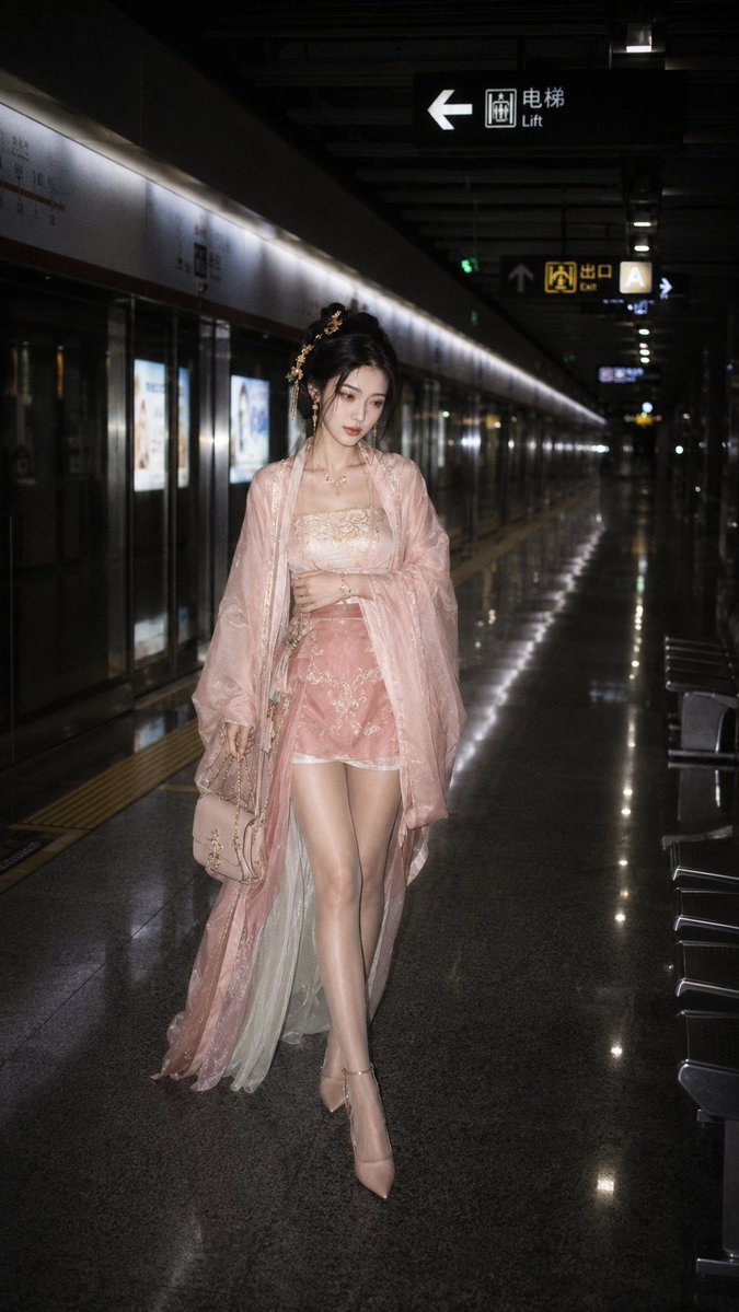 Hanfu Fashion Portrait in Subway example 2