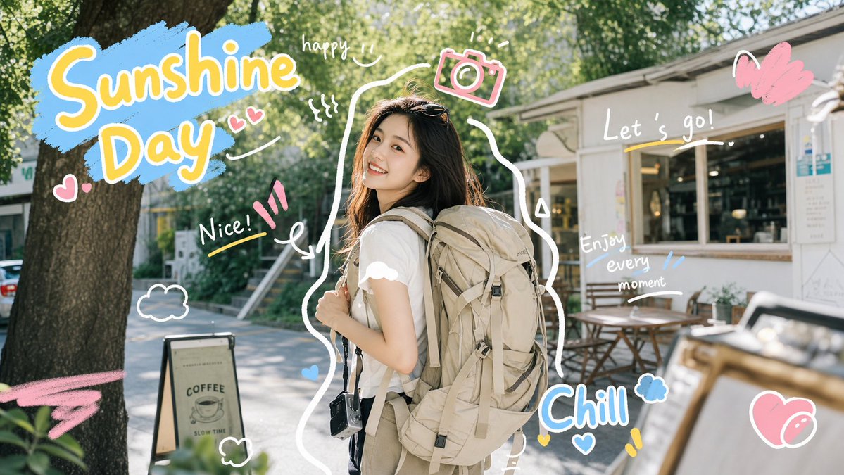 Sunshine Day Travel Sticker Photo