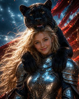 Black Panther and Female Knight Portrait AI image template preview
