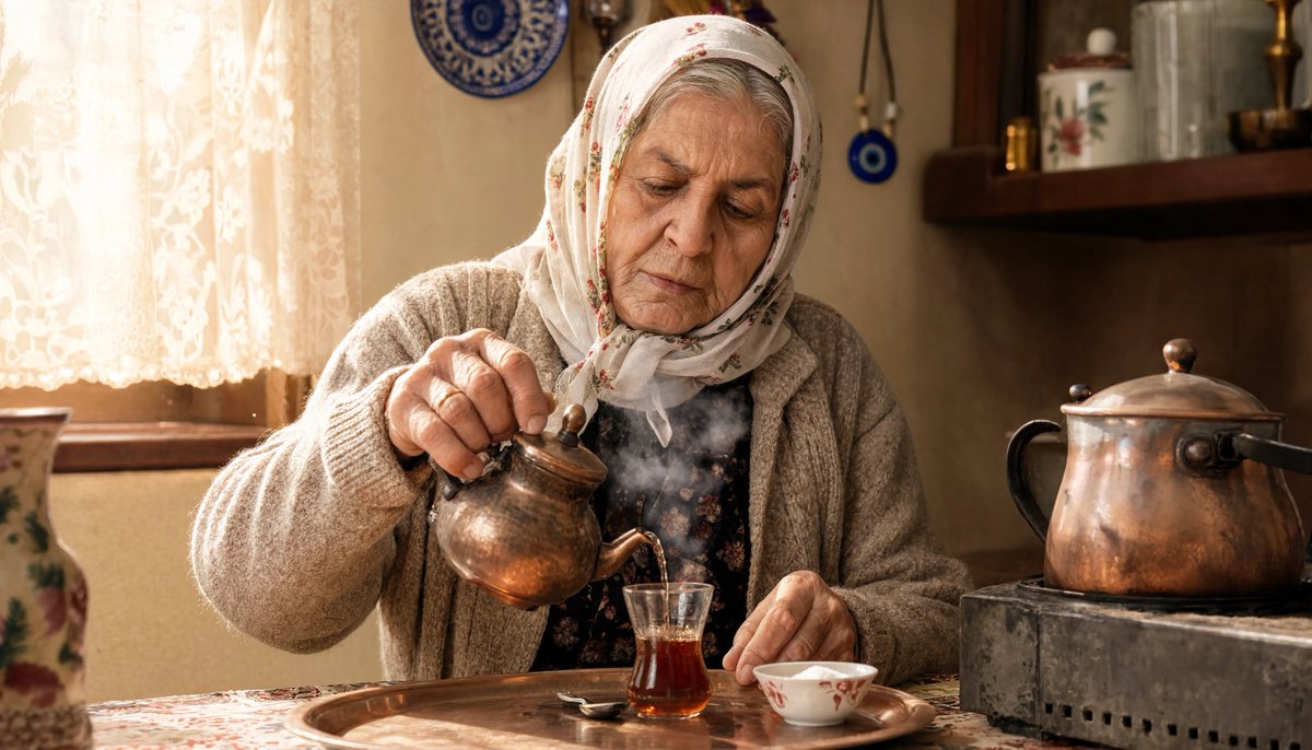Turkish Grandma Pouring Tea