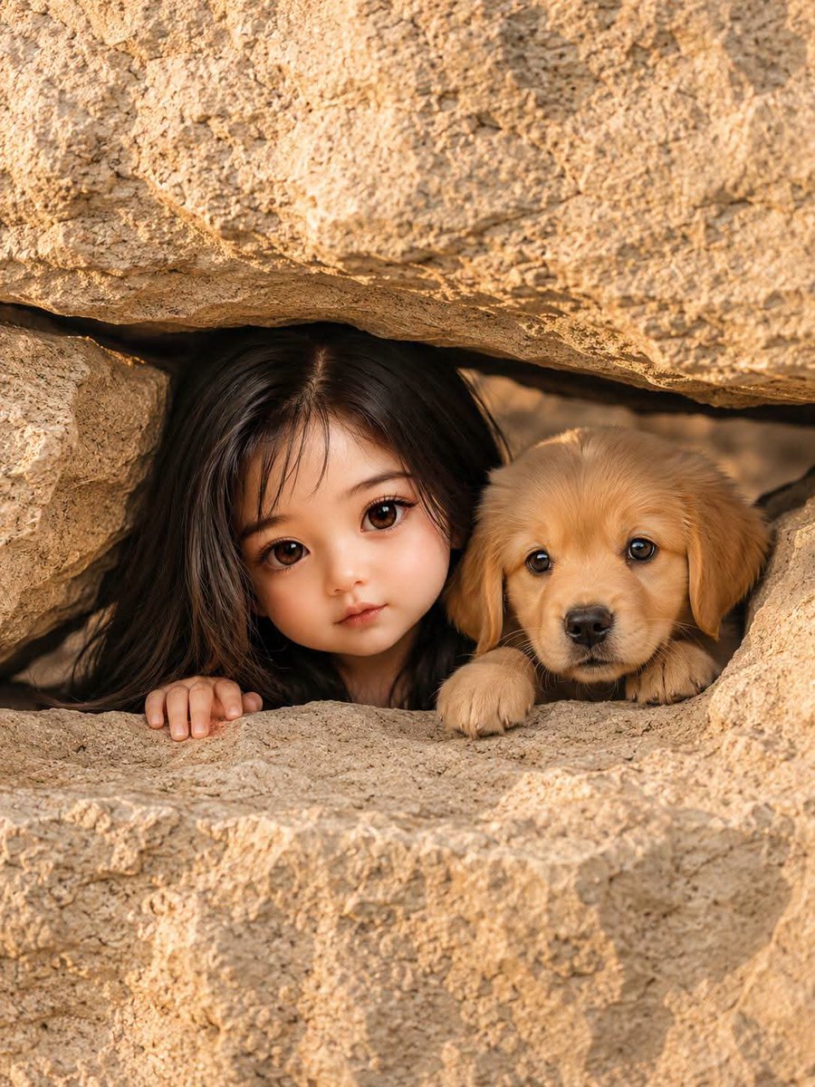 Girl and Puppy in Sandstone Gap