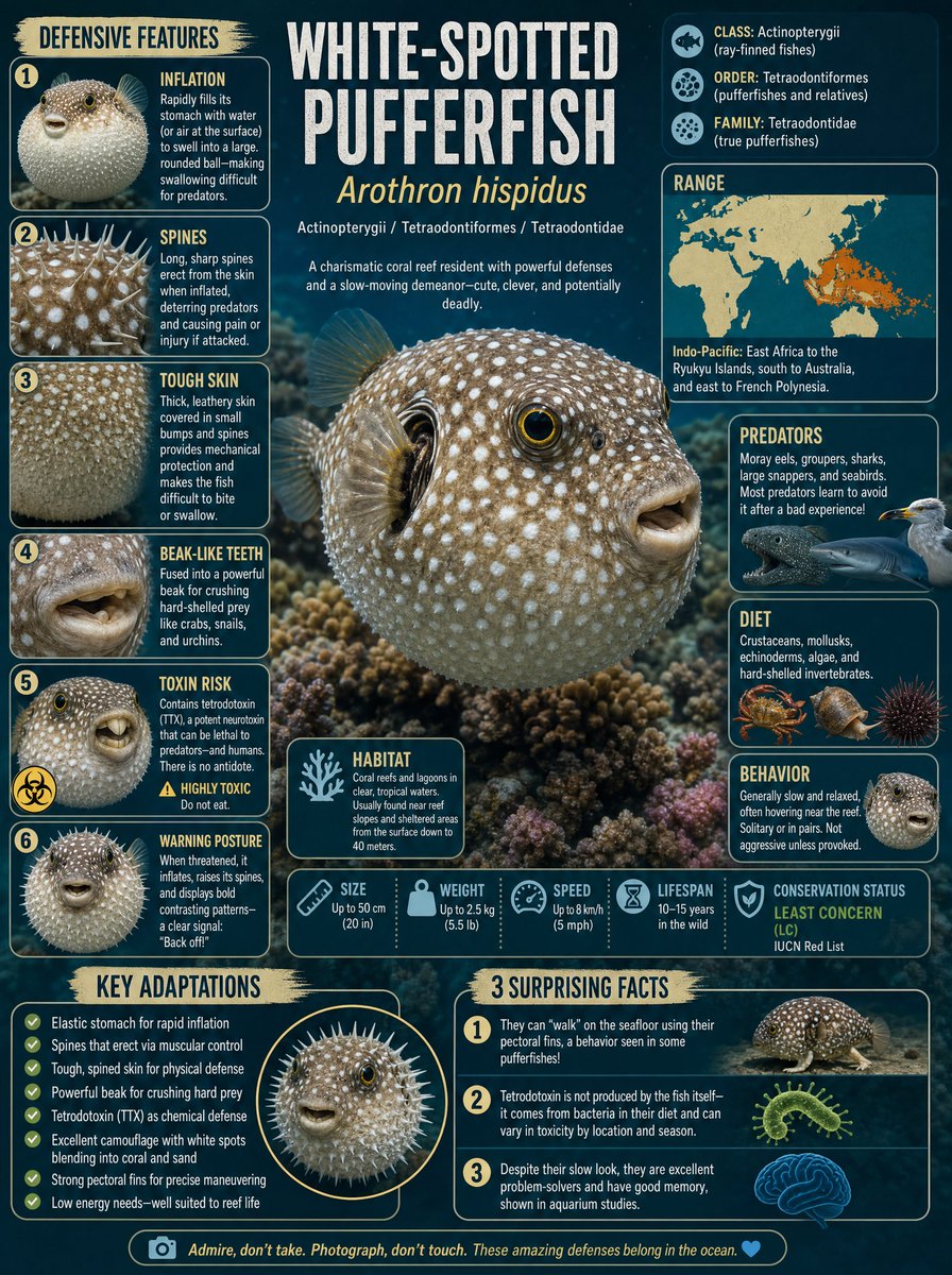 White-Spotted Pufferfish Scientific Plate