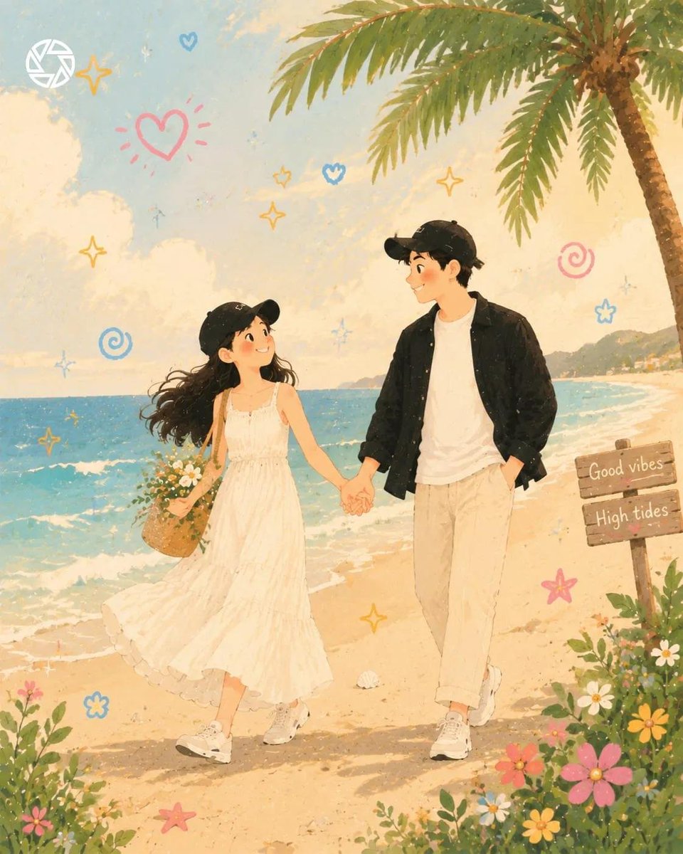 Whimsical Pastel Romantic Couple Illustration