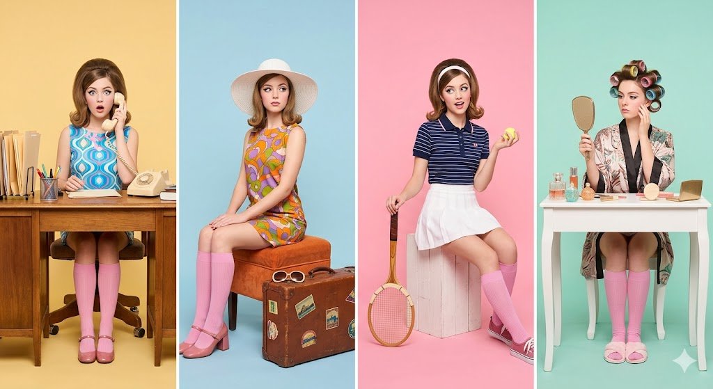 Retro 1960s Four-Panel Fashion Editorial