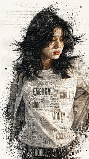 Typographic Text-Mosaic Graphic Portrait AI image template preview
