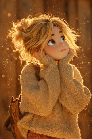 Whimsical Pixar Style Golden Hour Render AI image template preview
