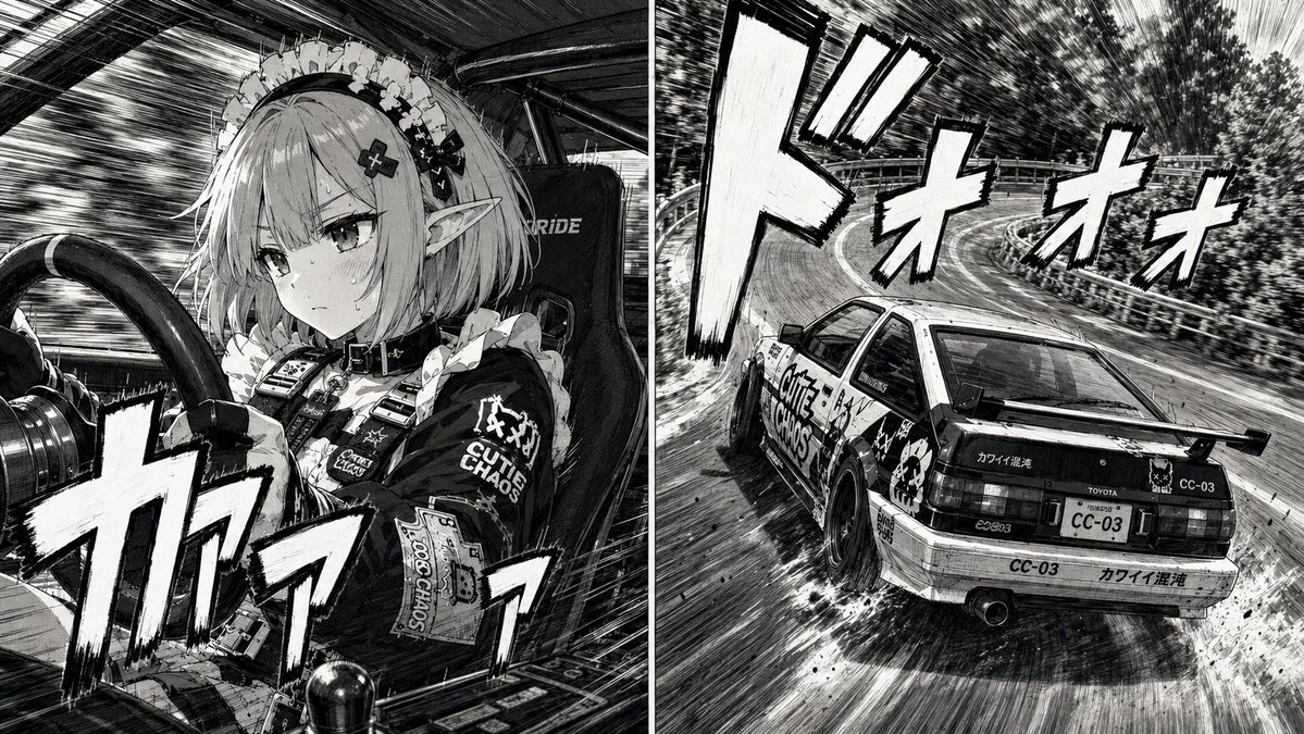 90s Street Racer Manga Style