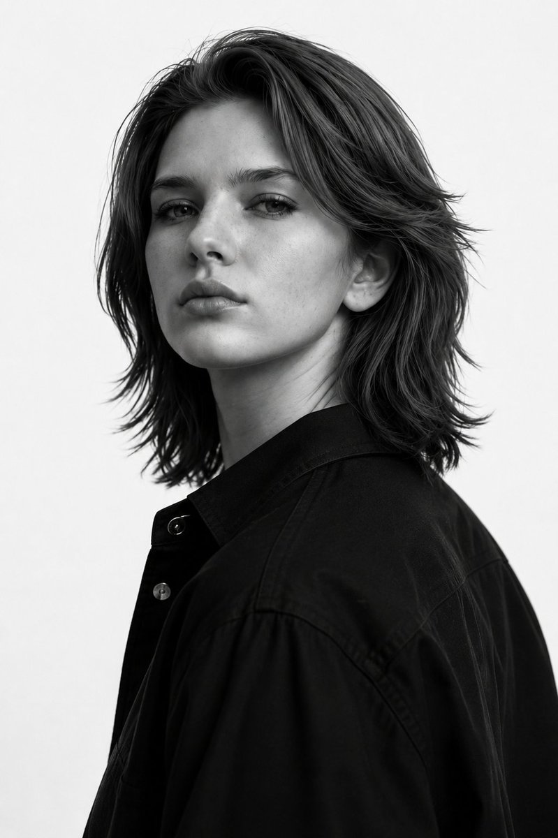 Monochrome Fashion Editorial Portrait reference image 1