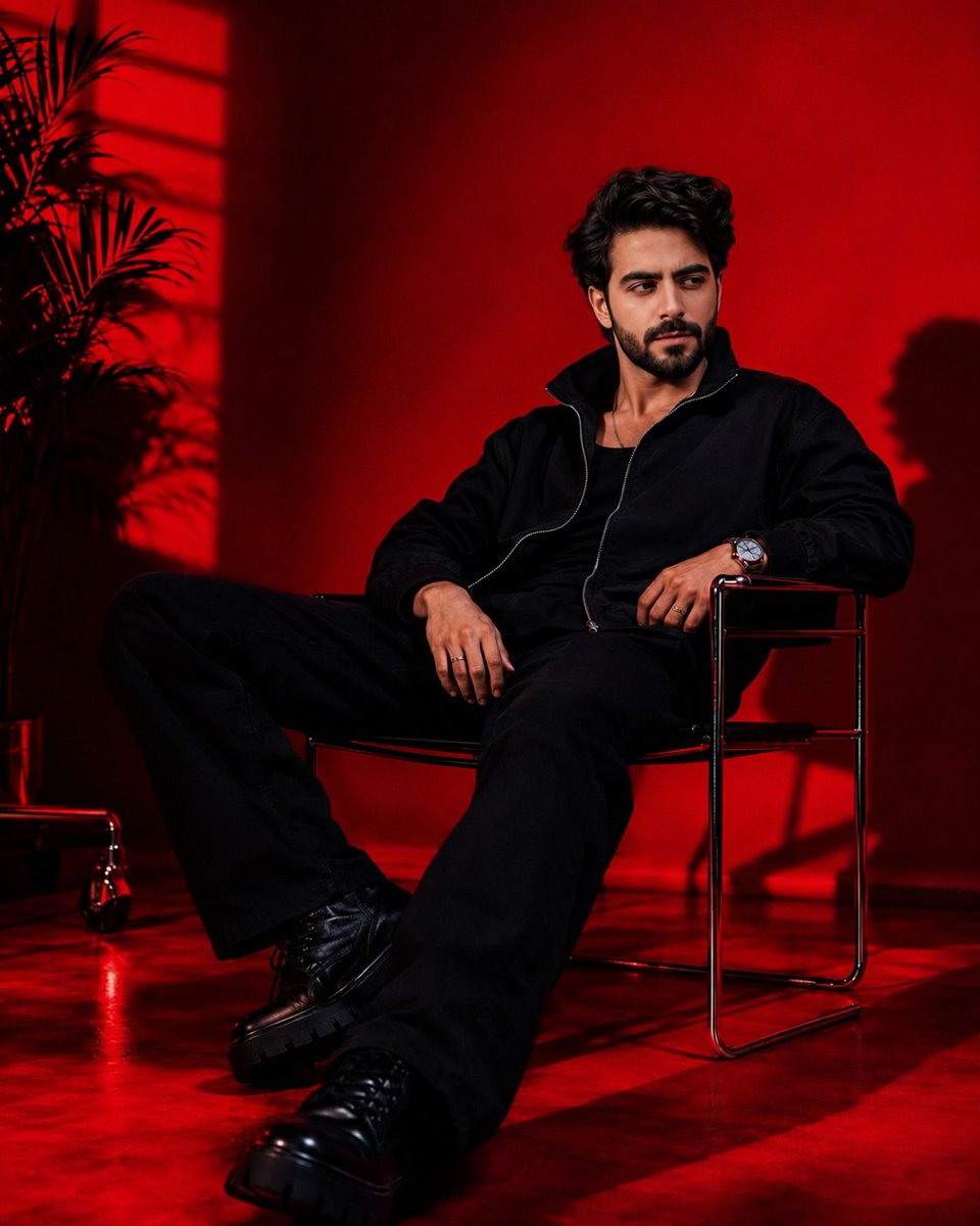 Dramatic Red Studio Portrait