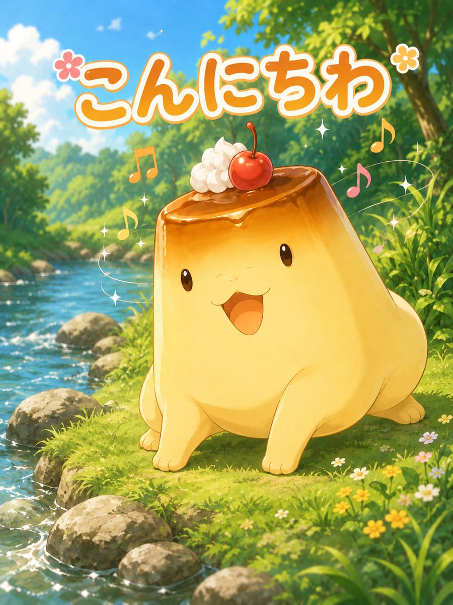 Cute Pudding Mascot Greeting