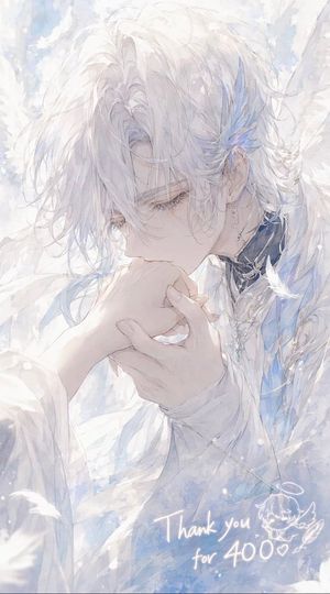 Ethereal Angel Thank You Illustration — Create a delicate vertical anime-style illustration of {argument name="character name" default="Celestin"}, an ethereal 