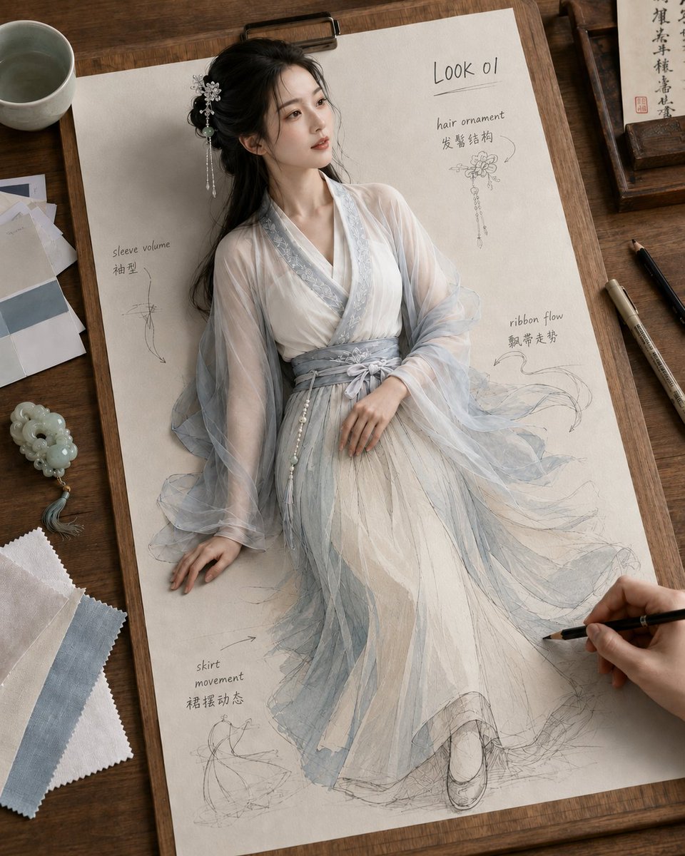 Living Hanfu Fashion Sketch