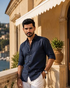 Mediterranean Villa Balcony Portrait AI image template preview