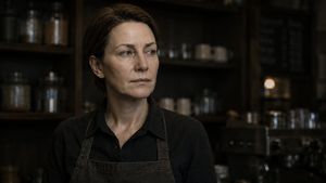Cinematic Café Barista Portrait AI image template preview