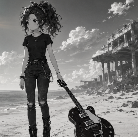 Dragging Guitar on Beach Walk example 3