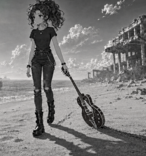 Dragging Guitar on Beach Walk example 2