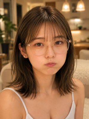 Warm Indoor Pouting Selfie Portrait AI image template preview