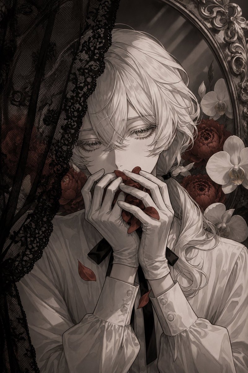 Gothic Silver-Haired Anime Portrait