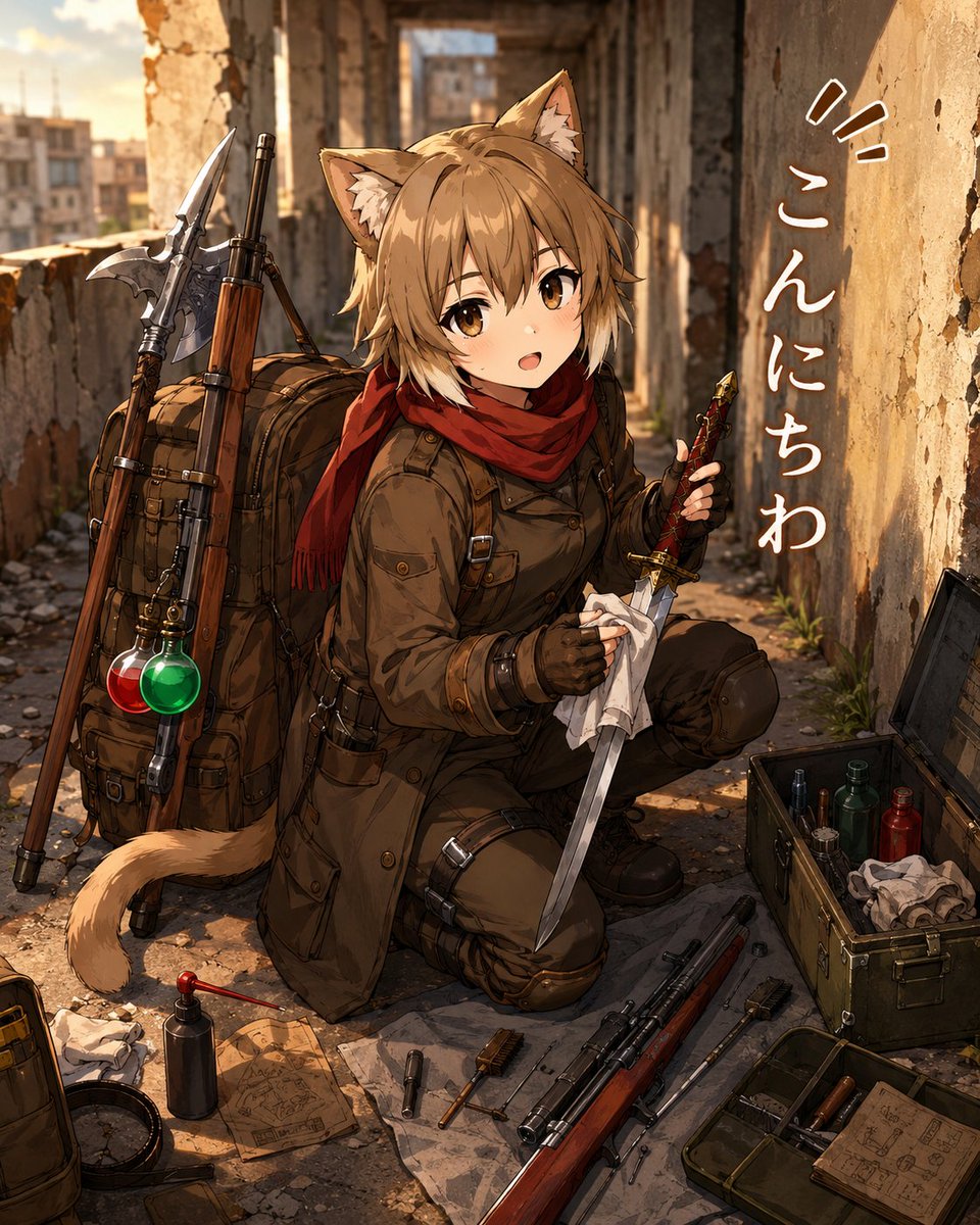 Cat-Eared Adventurer Gear Maintenance