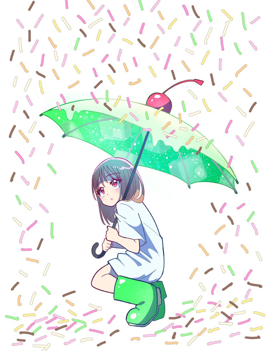Anime Girl with Melon Soda Umbrella