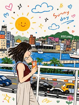 Whimsical Childlike Doodle Reconstruction — Reconstruct this image as a single flat illustration infused with playful, childlike doodle elements. Use a bold, vi