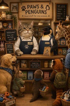 Cat Manager and Penguin Clerk — {argument name="店長" default="猫"}店長と{…
