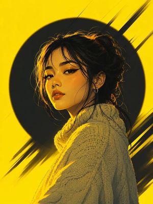Neon Pop Art Editorial Illustration AI image template preview