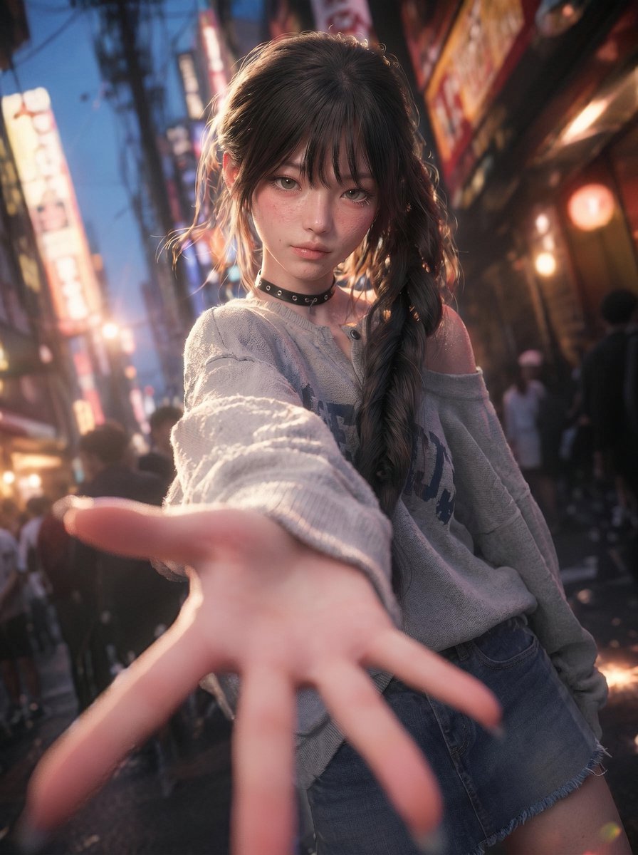 Neon Alley Reaching Portrait