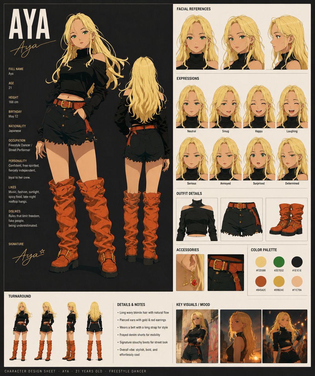 Aya Anime Character Sheet