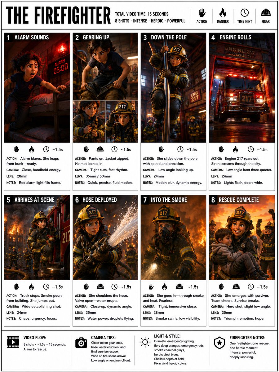 Infographic / Edu Visual - Firefighter Storyboard Infographic - Image 1