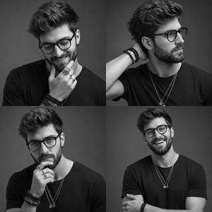 Monochrome Fashion Studio Portrait Contact Sheet AI image template preview