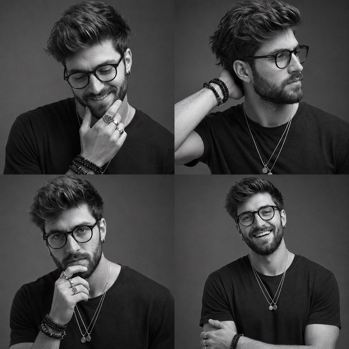 Monochrome Fashion Studio Portrait Contact Sheet