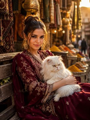South Asian Bazaar Cinematic Portrait AI image template preview