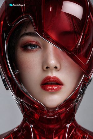 Futuristic Cyber Portrait of a Japanese Woman AI image template preview