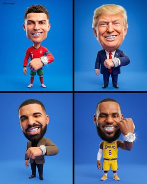 3D Stylized Caricature with Diamond Grillz AI image template preview