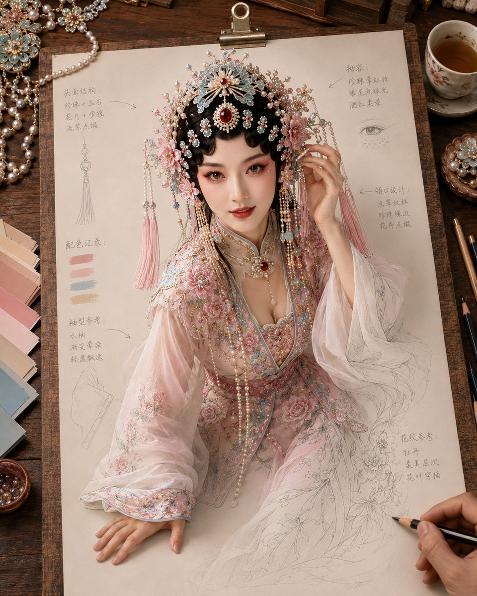 Traditional Chinese Opera Setup Sketch
