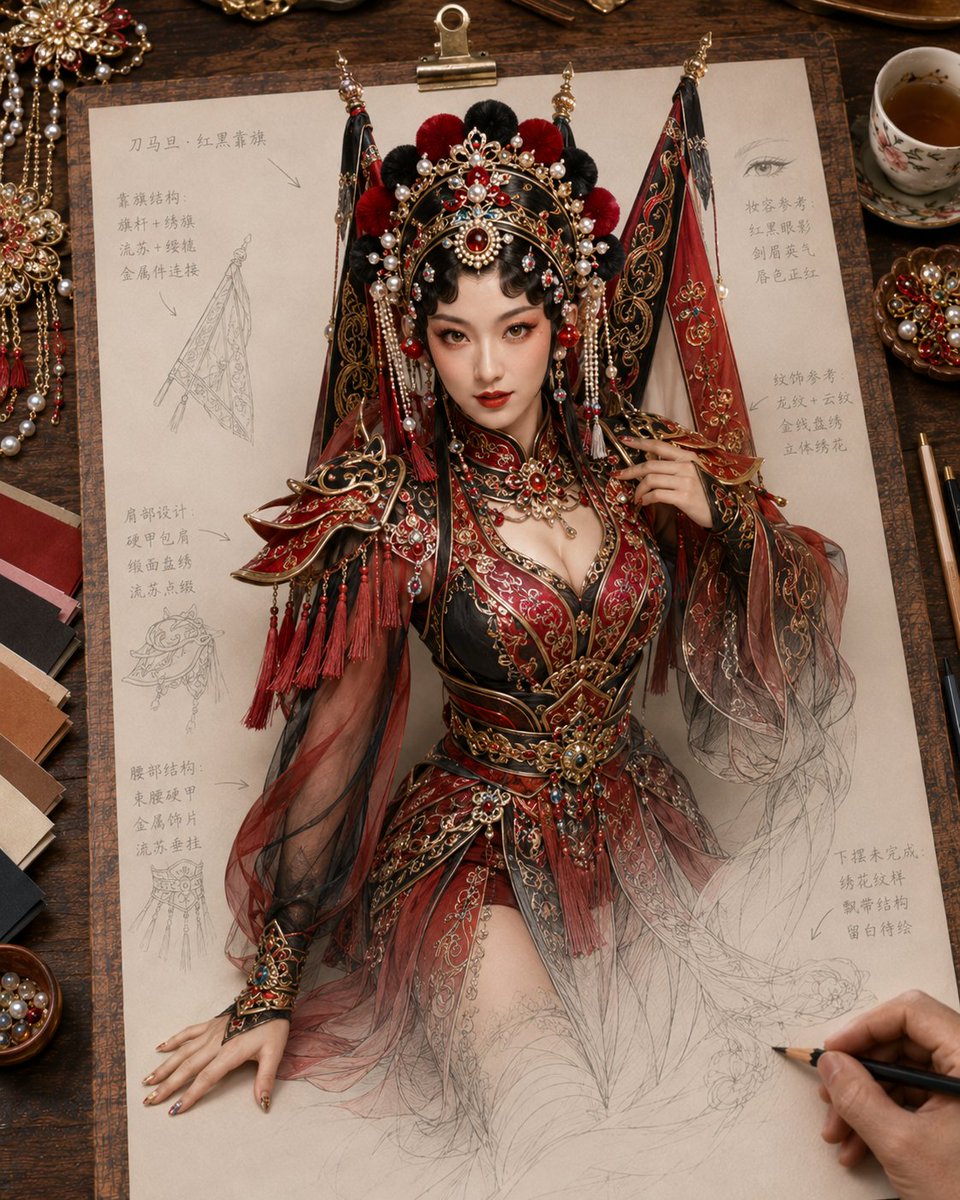 Social Media Post - Traditional Chinese Opera Setup Sketch - Image 2